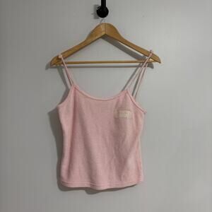 Y2K Angel Sleepys Womens Large Pink Fleece Tank Vintage Cottage Fairy Granola